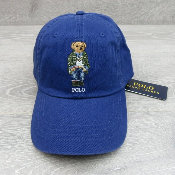Polo Ralph Lauren Bear Twill Ball Cap Hat Royal Blue OS Adjustable NEW - Picture 2 of 13